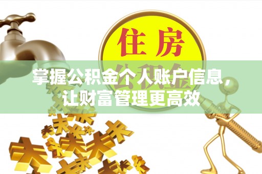 新城掌握公积金个人账户信息，让财富管理更高效